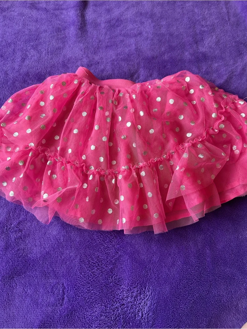 Girls Hot Pink Polka Dot Tulle Ruffle Skirt